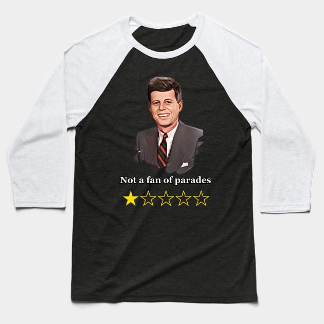 JFK parade Baseball T-Shirt by Dorky Donkey Designs